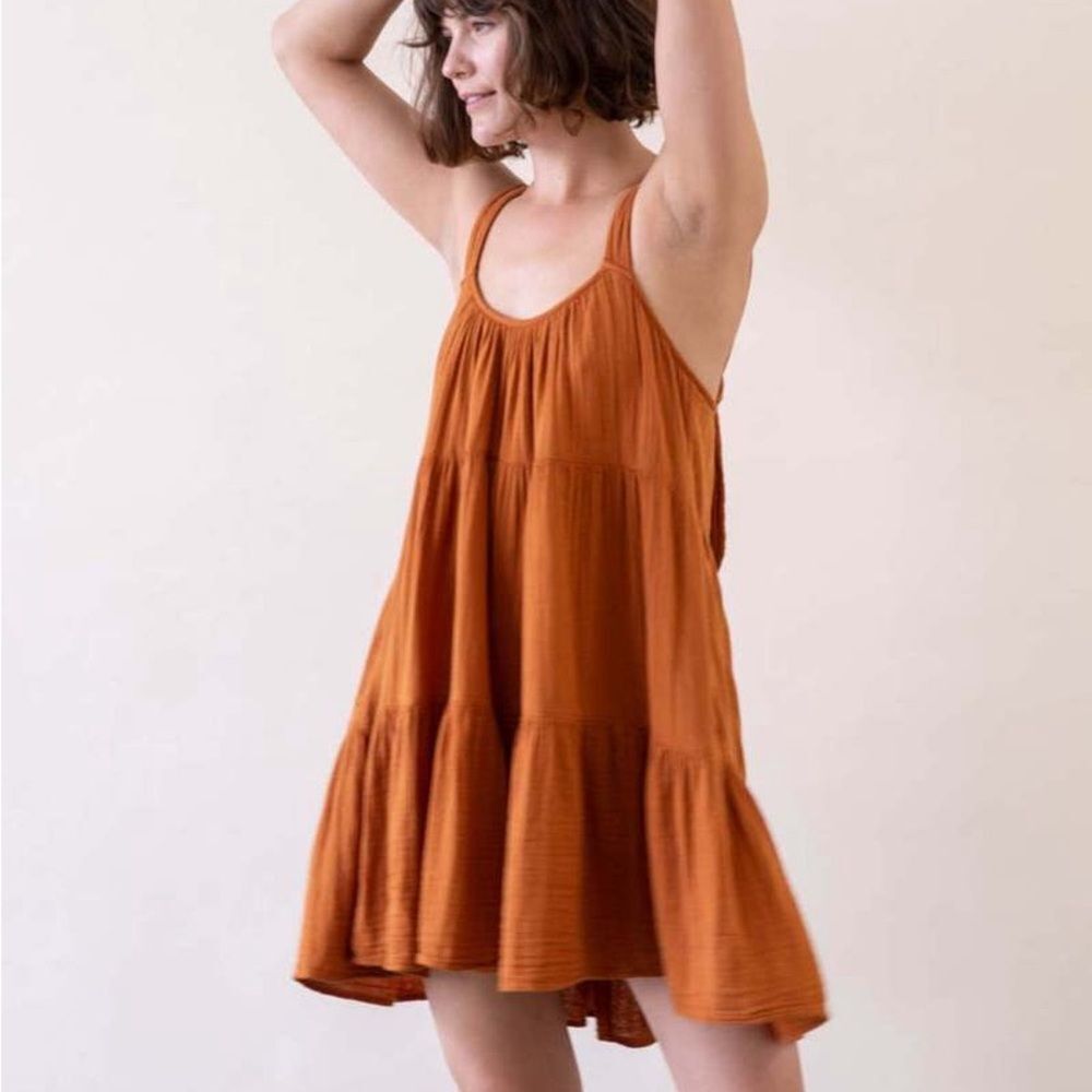 Xirena Pyper Red Orange Tiered Mini Dress - Picture 8 of 8